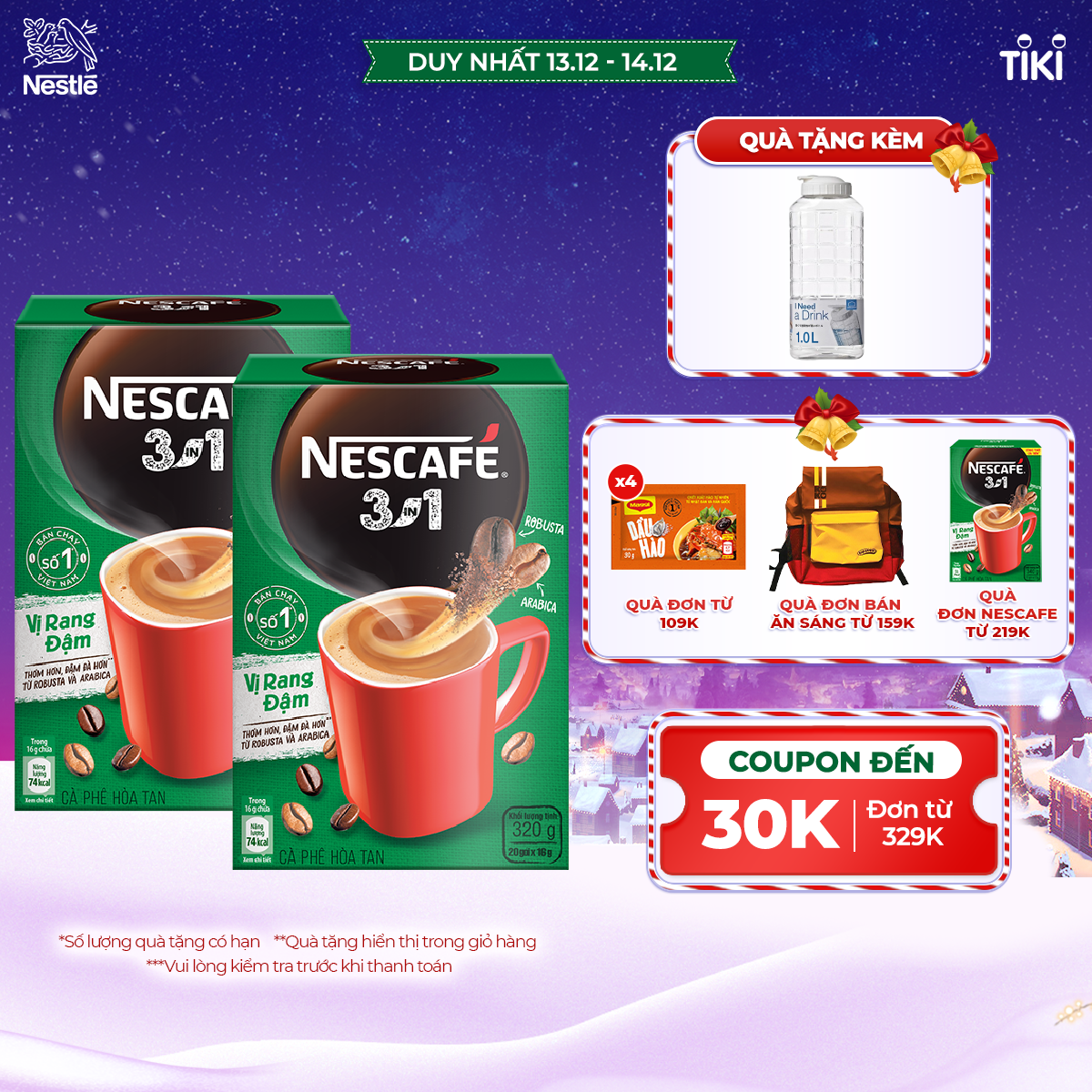 Combo 2 hộp cà phê NESCAFÉ 3IN1 VỊ RANG ĐẬM - công thức cải tiến
