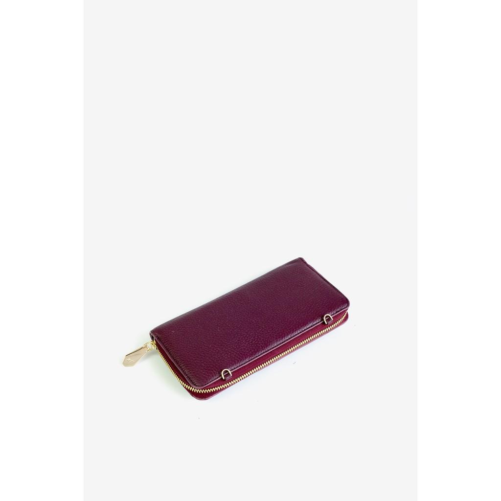 Ví Cầm Tay Nữ Da Bò Cao Cấp WT Leather 0907.8 màu tím hồng