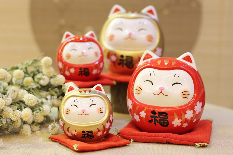 Mèo Thần tài Daruma Yakushigama cỡ nhỏ 9cm (giá 1 Mèo)