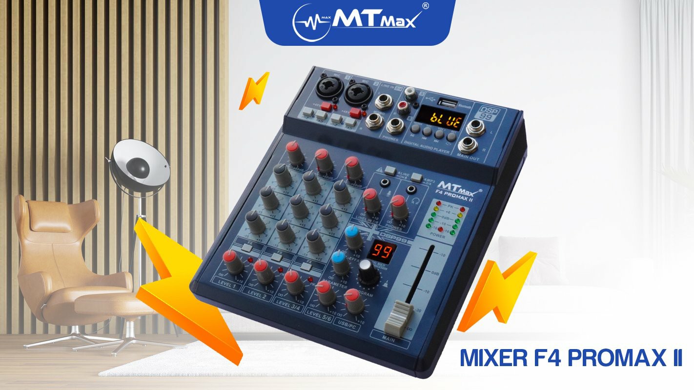 Combo thu âm, livestream Micro Max 87-Pro-II, Mixer MTMax F4 ProMax II - Kèm full phụ kiện tai nghe kiểm âm, kẹp micro, màng lọc, giá đỡ ĐT, dây canon, dây livestream - Hỗ trợ thu âm, karaoke online chuyên nghiệp - Hàng chính hãng