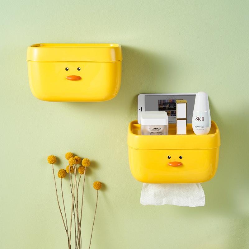 Hộp đựng giấy vệ sinh dán tường Giá để đồ nhà tắm hộp khăn giấy hình vịt vàng siêu yêu Kệ để khăn giấy VITV