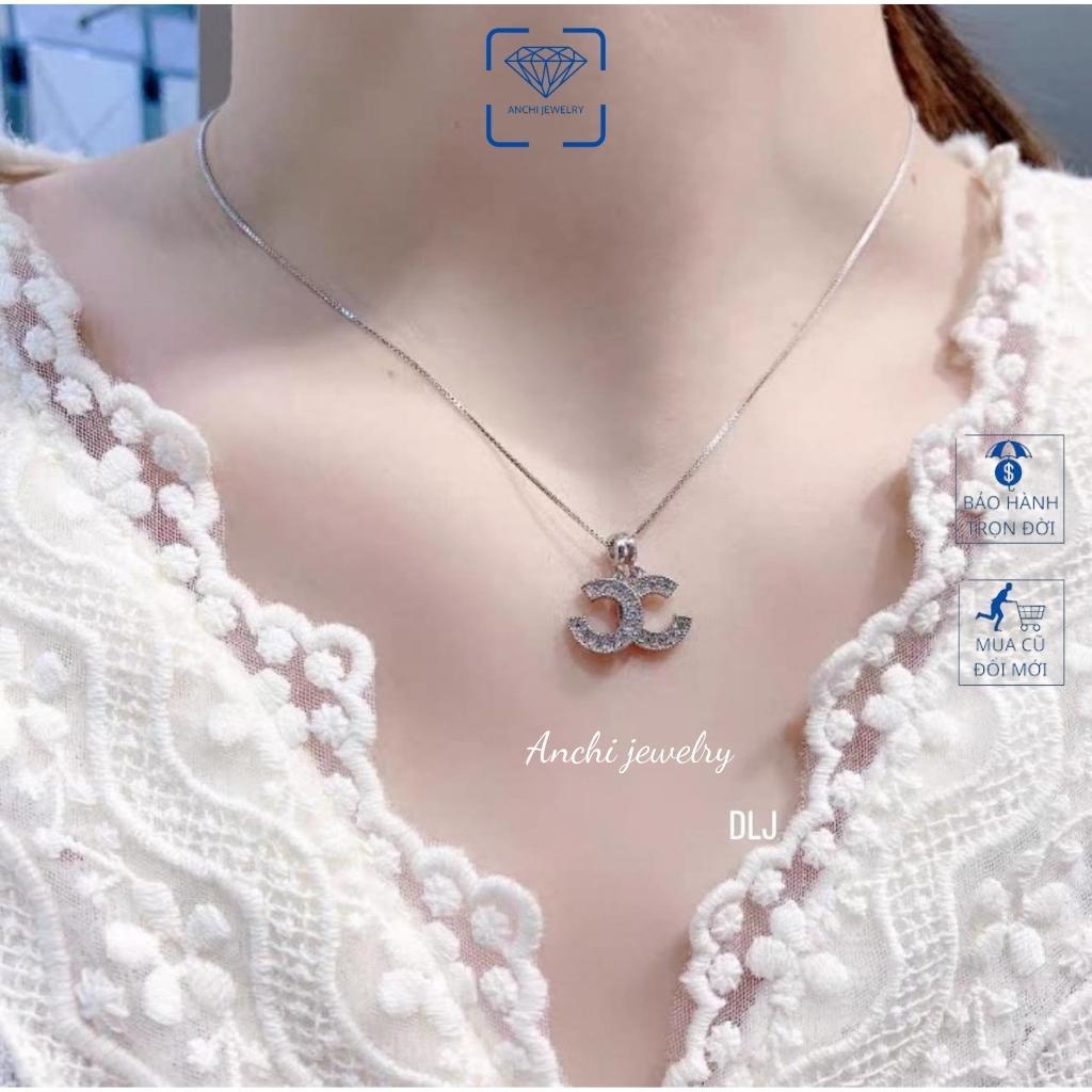 Vòng cổ nữ kèm mặt chữ C - bạc 925 mạ vàng thời trang, anchi jewelry, quà tặng bạn gái