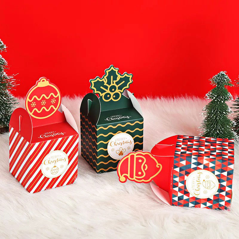 Hộp quà Noel, Hộp quà giấy Giáng Sinh nắp hộp hình 3D nhiều màu sắc tươi sáng đáng yêu – SG011