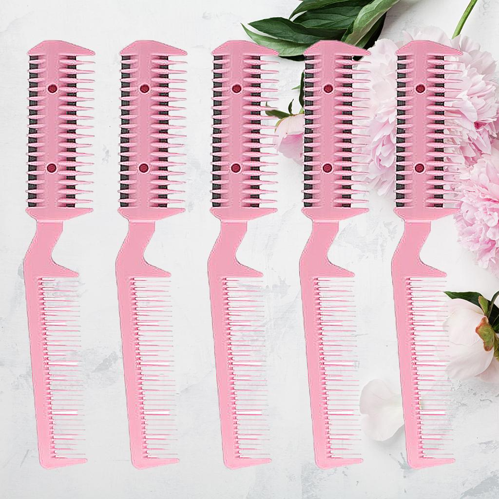 5x Razor Comb Hair Cutter Comb Double Edge Razor Hair Thinning Comb Pink
