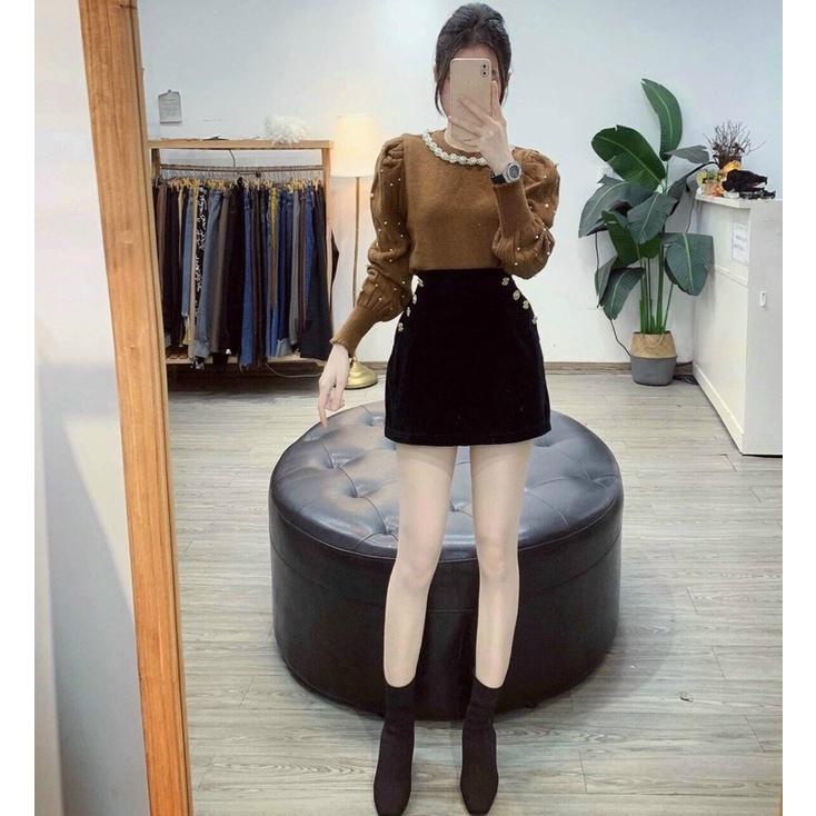 CHÂN VÁY NHUNG ĐÍNH