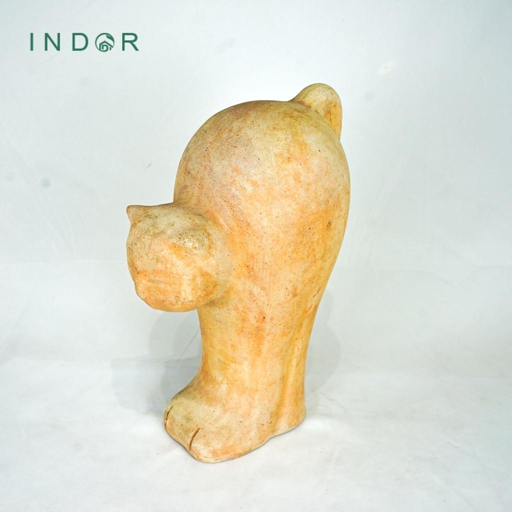 Tượng chú mèo mông cao chất liệu đất nung terracotta size XL - L Tượng decor trang trí nội ngoại thất