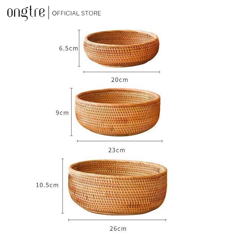 Khay mây Guột ONGTRE hình Tròn, Chữ Nhật đựng đồ ăn,trà bánh decor, chụp ảnh