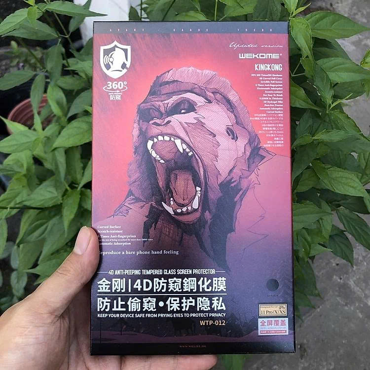 Kính Cường Lực Chống Nhìn Trộm WK KingKong Full Màn Hình Cho iPhone 17 Pro Max / 17Pro / 17 / 17Air – Full Hộp - Chính Hãng, 9H Siêu Cứng, Bảo Vệ Riêng Tư Hiệu Quả - Hàng Nhập Khẩu