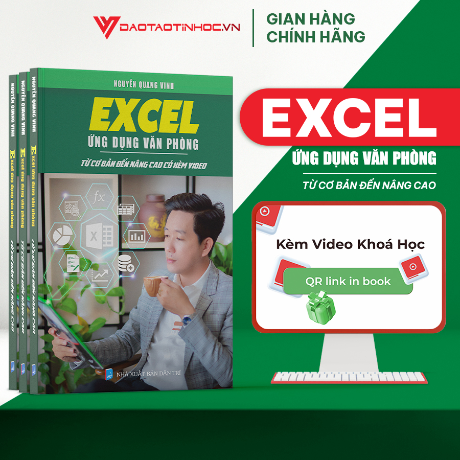 Combo 3 Sách Excel ĐÀO TẠO TIN HỌC Ứng Dụng Văn Phòng Từ Cơ Bản Đến Nâng Cao Có Kèm Video Khóa Học