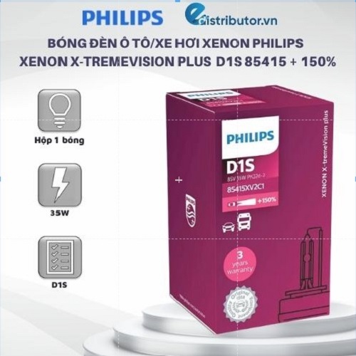 Bộ 2 Bóng đèn Ô tô/Xe hơi Xenon Philips  XENON X-TREMEVISION PLUS  D1S 85415 + 150%