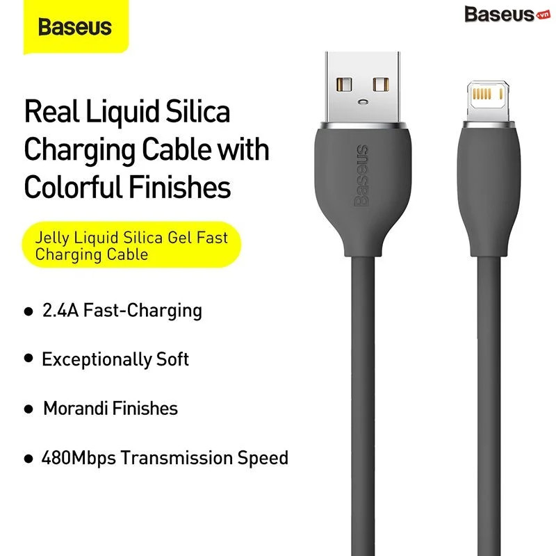 Cáp sạc nhanh cho IPhone Baseus Jelly Liquid Silica Gel Fast Charging 2.4A Data Cable - Hàng chính hãng