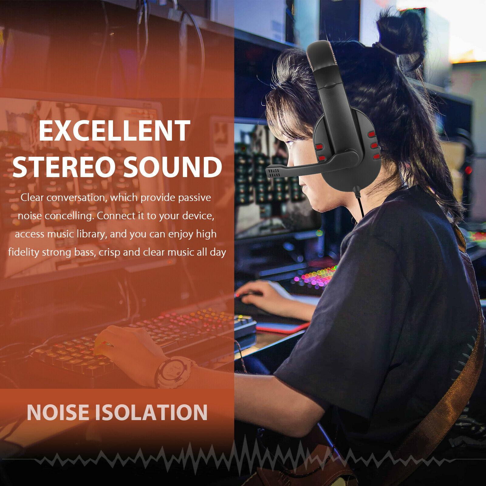 Pro Game Thủ Micro Tai Nghe Tai Nghe Chụp Tai Cho PS5 PlayStation 4 Xbox One & Máy Tính Máy Tính Đỏ Tai Nghe