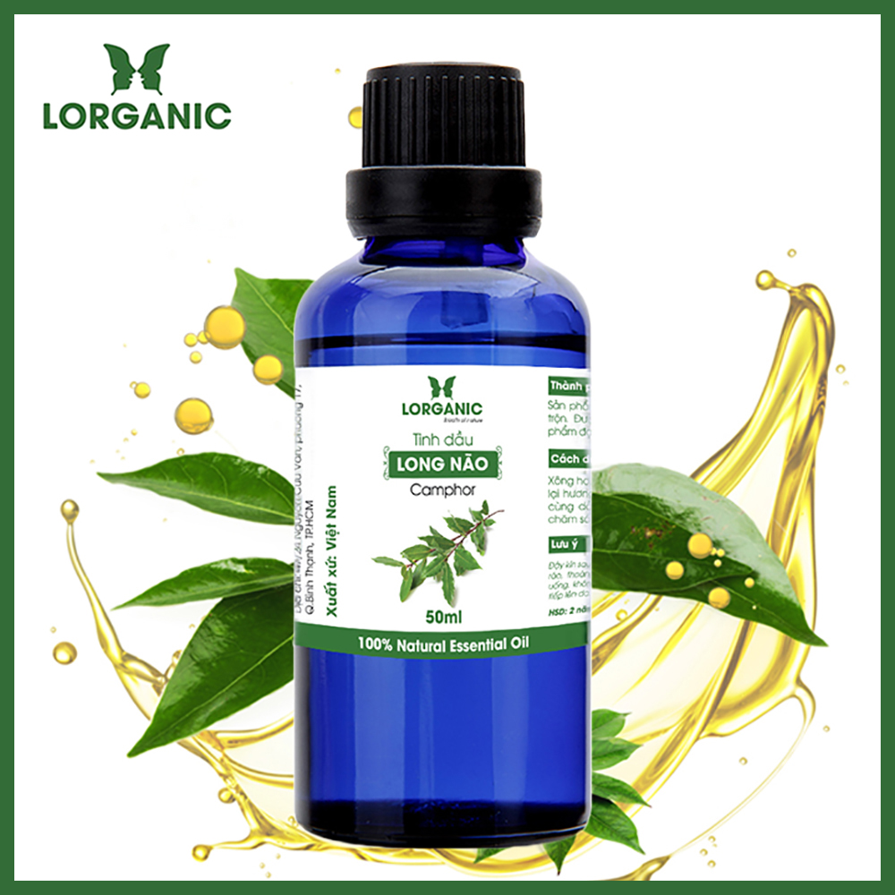 Tinh dầu long não Lorganic Camphor 50ml/ Hương thơm dịu nhẹ/ Tinh dầu thiên nhiên nguyên chất xông phòng, thư giãn tinh thần, đuổi muỗi và côn trùng, khử mùi hiệu quả/ Thích hợp dùng với đèn xông và máy khuếch tán.