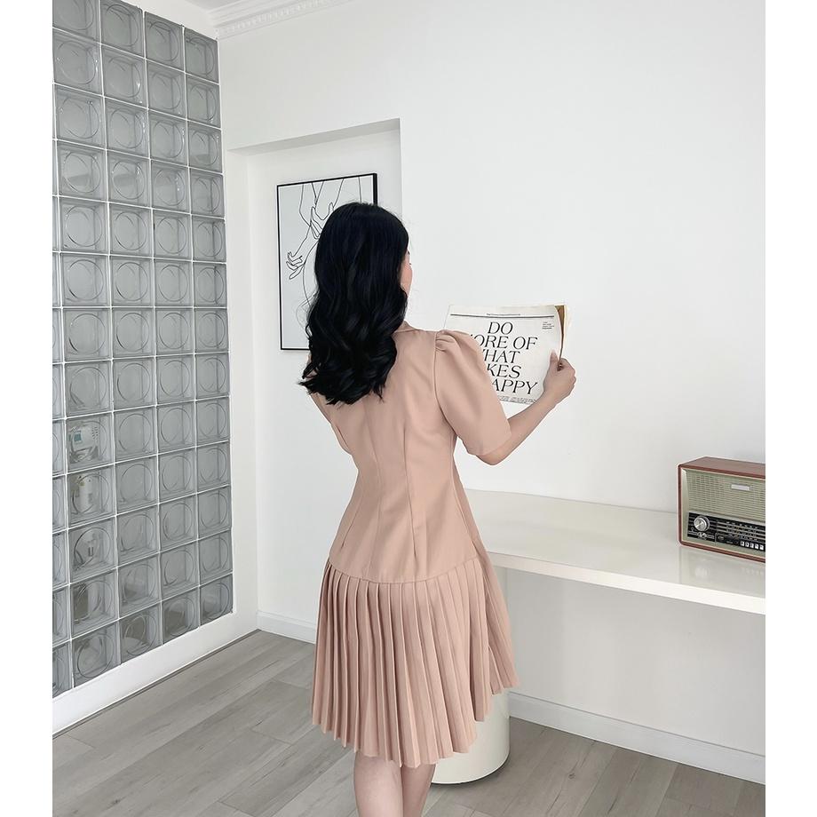 BBSTORE'S Đầm Công Sở Kiểu Váy Dập Ly Cổ Vest -D941
