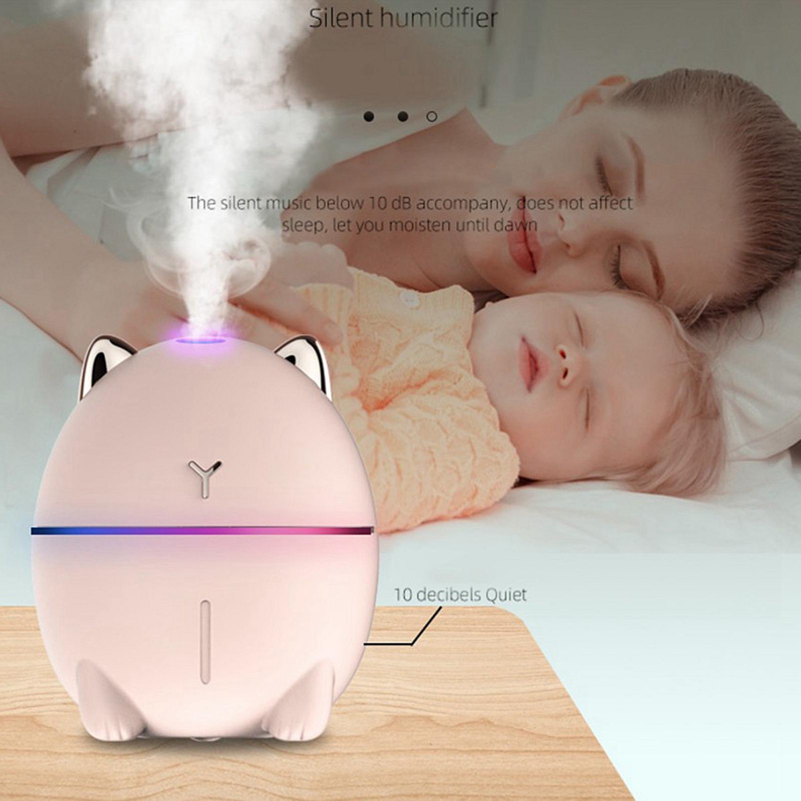 Warm  Mini Air Humidifier 200ml for Desktop Study Living Room White