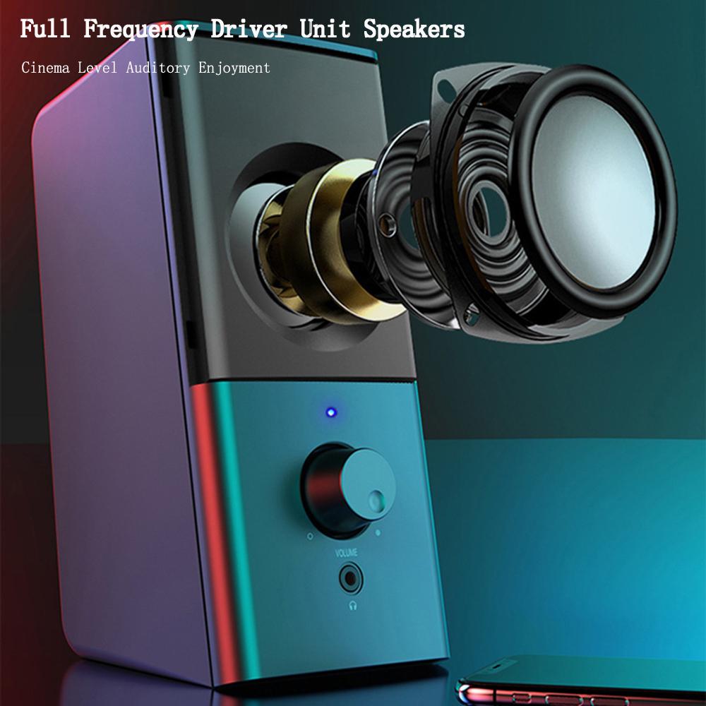 Aux stereo vòm âm nhạc loa rgb thanh âm thanh cho máy tính 2.0 pc home máy tính xách tay loa tv loa màu: màu đen