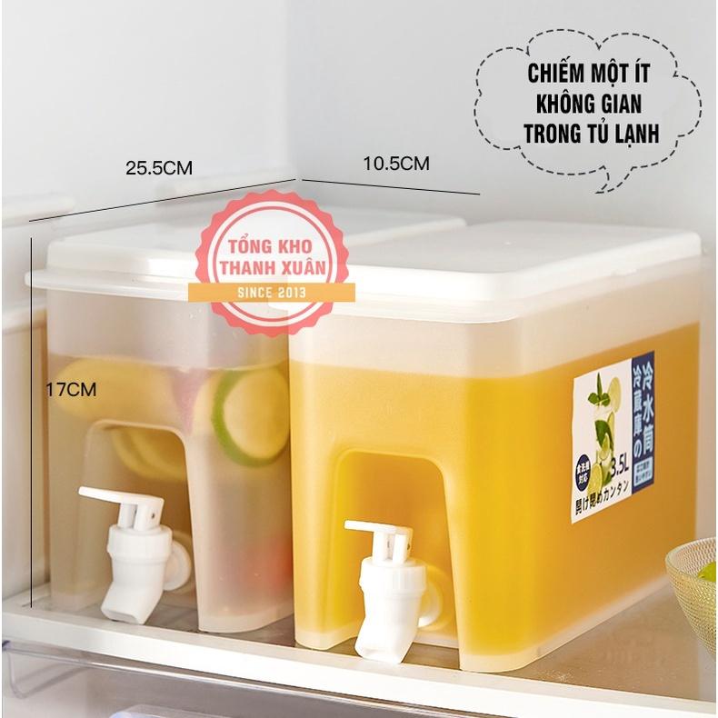 Bình Nước Có Vòi Để Tủ Lạnh 3.5L Cao Cấp ️RẺ VÔ ĐỊCH️ Bình Nước Có Vòi Tiện Dụng Nhựa PP An Toàn