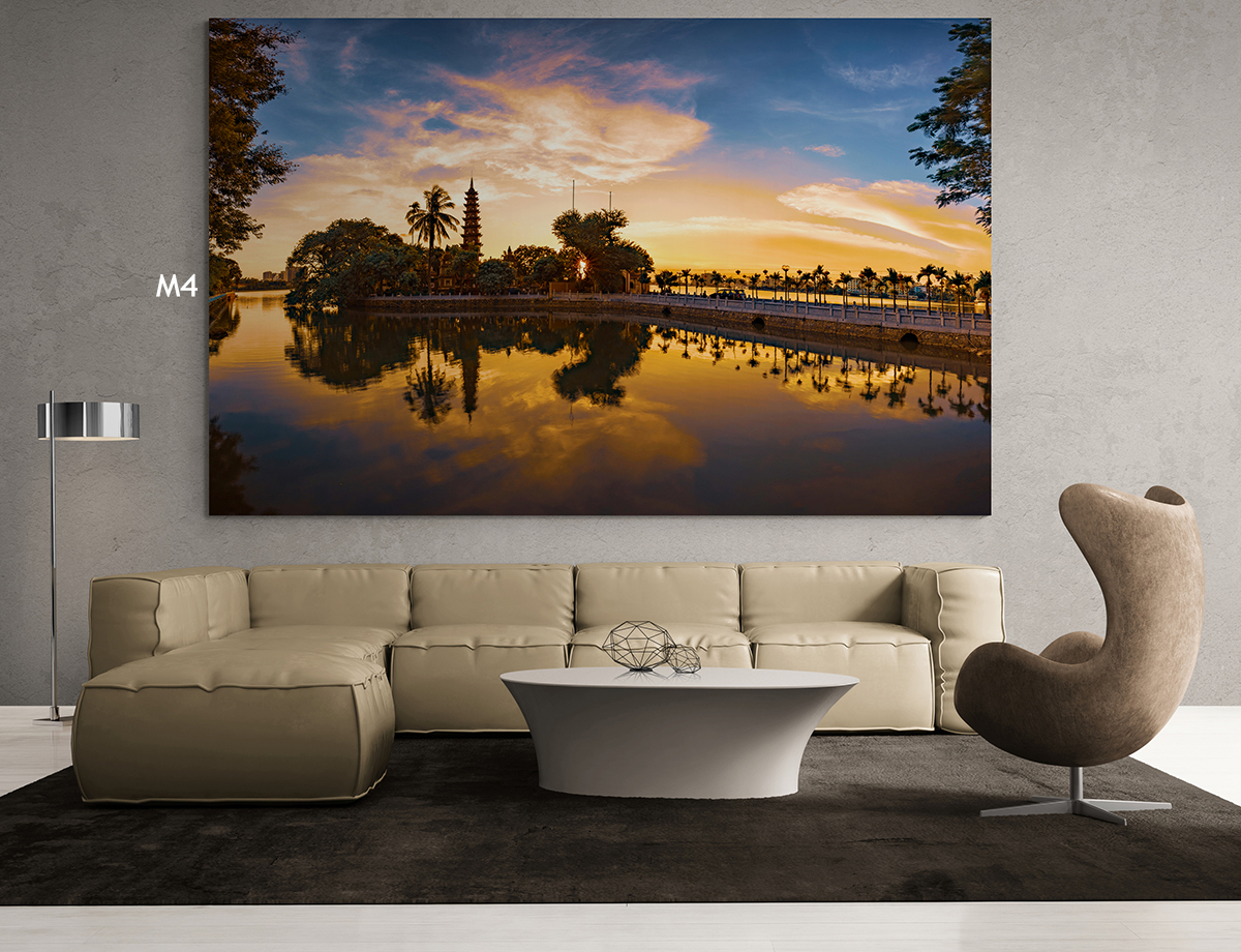 Tranh Treo Tường Canvas Trang Trí Decor Nghệ Thuật - Phong Cảnh Ruộng Bậc Thang Việt Nam Mùa Lúa Chín Vàng - Công Nghệ In UV Nhật Bản - Màu Sắc Đẹp Rõ Nét