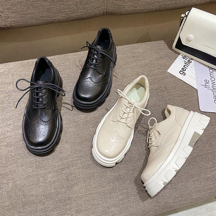Giày Oxford Nữ Đế Bệt Mũi Tròn Cột Dây Thời Trang