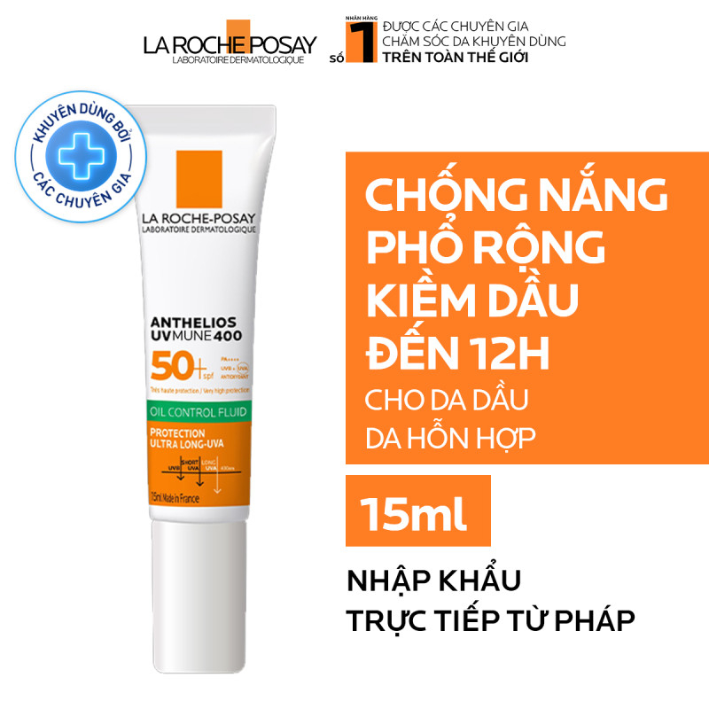 Sữa chống nắng bảo vệ da khỏi tia UVA dài La Roche-Posay Anthelios UVMUNE 400 Invisible Fluid 15ml