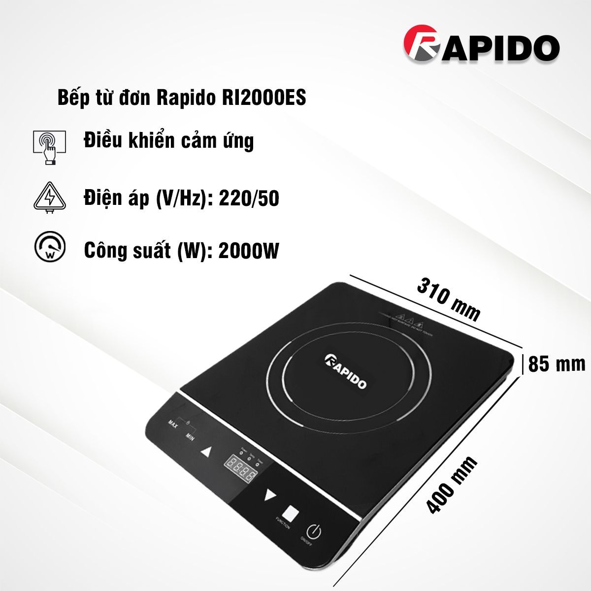 Bếp Từ Đơn Rapido RI2000ES (2000W) - Hàng Chính Hãng