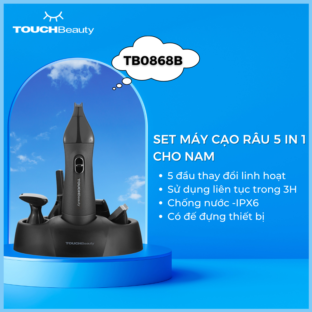 Set máy cạo râu 5 trong 1 cho nam TB 0868B cạo râu, mặt, lông mũi toàn thân