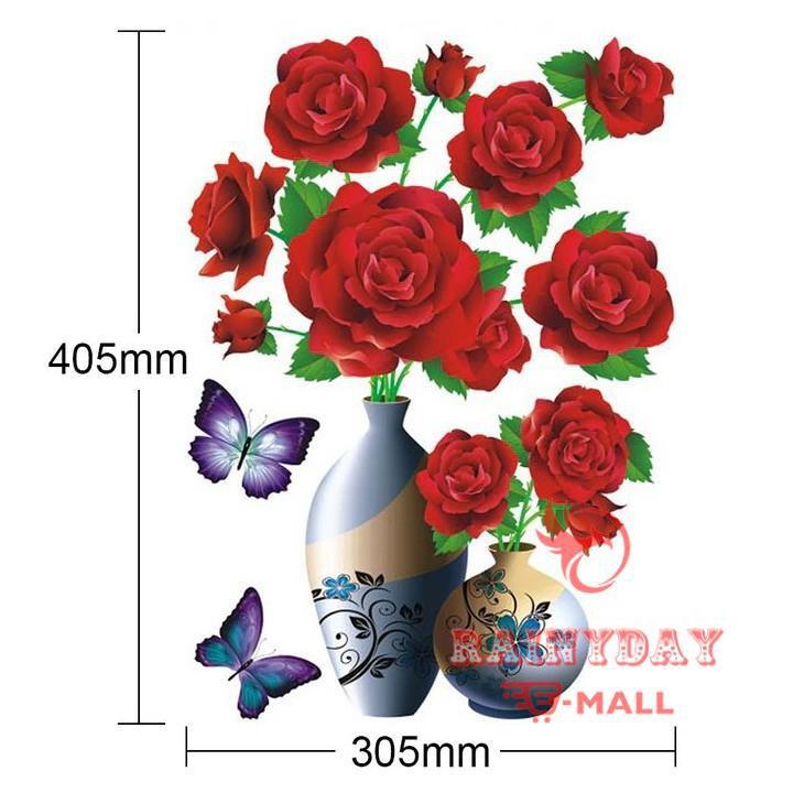 Tranh Decal 3D Hoa Nổi Dán Tường , Tranh Hình Hoa
