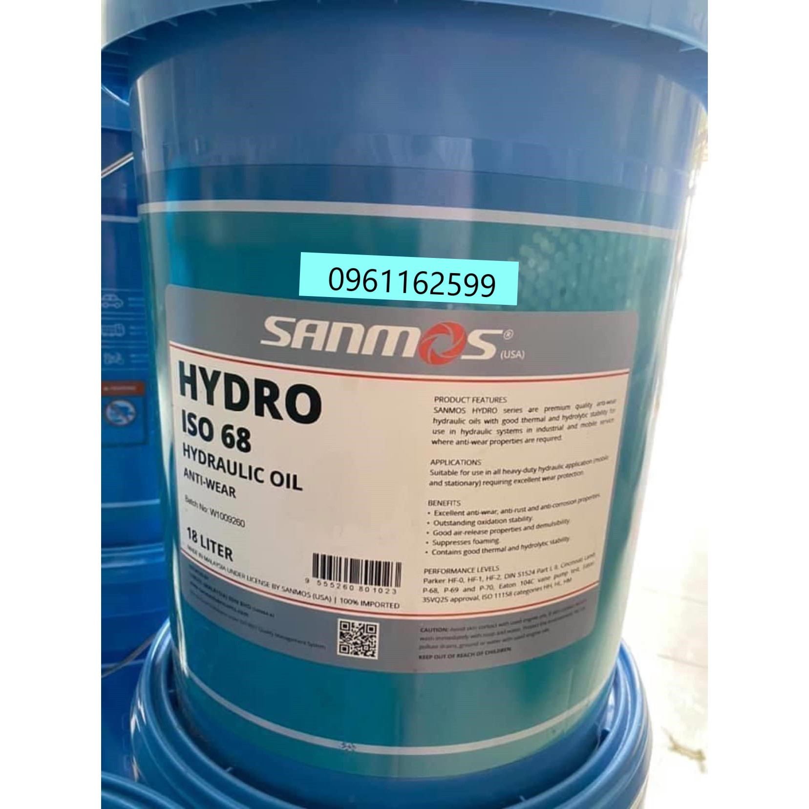 DẦU THỦY LỰC SANMOS HYDRO ISO68 xô 18L