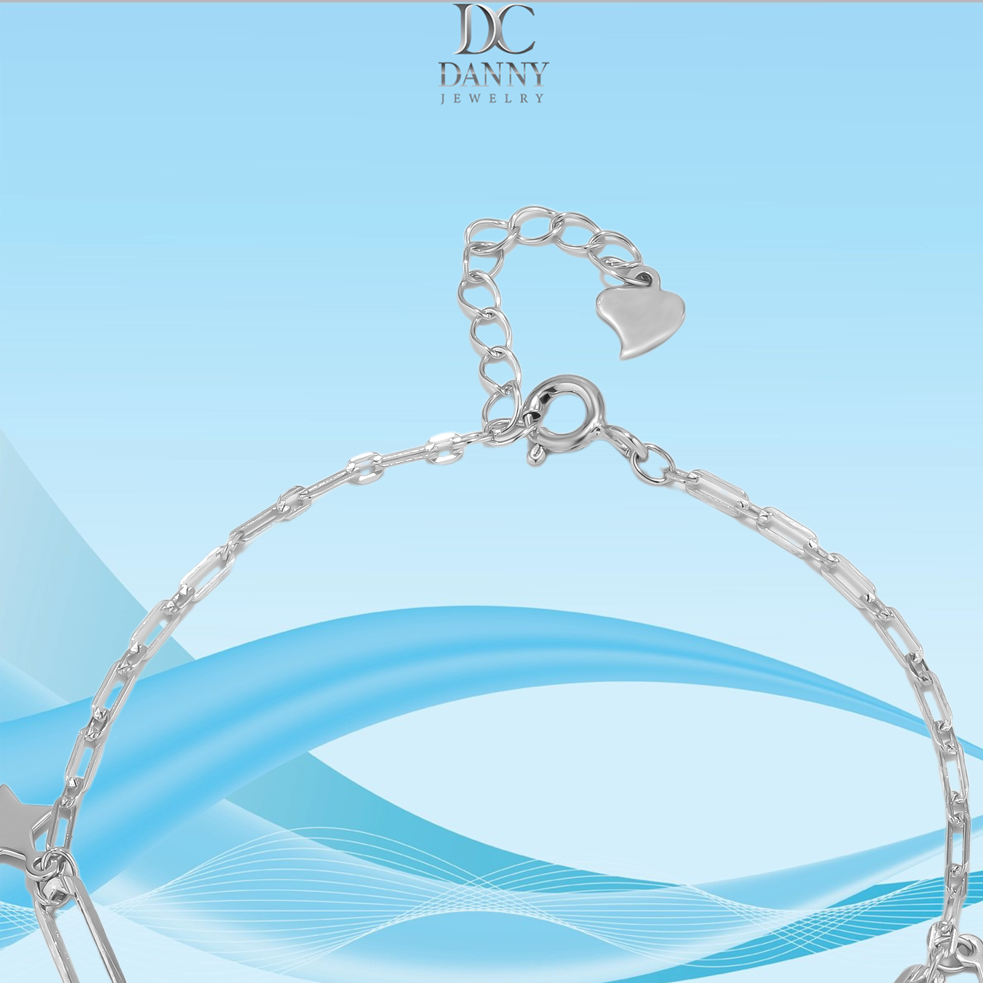 Lắc Tay Danny Jewelry Bạc 925 Xi Rhodium Hoạ Tiết Chìa Khoá & Hình Tim LACY080