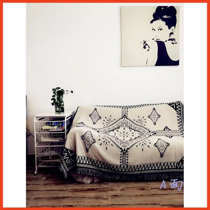 Thảm Trải Ghế Gỗ Vintage Vải Cotton Cao Cấp Sử Dụng Hai Mặt Nhập Khẩu 130x180cm