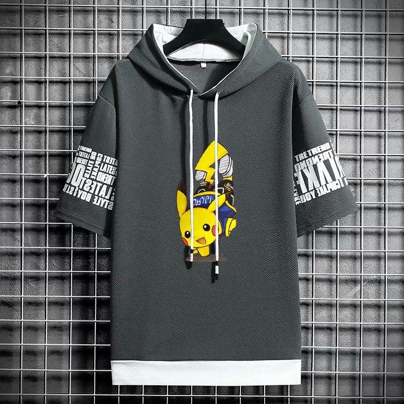 Áo Hoodie Ngắn Tay Form Rộng Phong Cách Hàn Quốc Dành Cho Nam