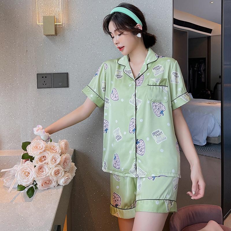 Đồ Bộ Nữ - Đồ Mặc Nhà Vải Lụa Cao Cấp Tay Cộc Quần Ngắn In Họa Tiết Dễ Thương CCLP15