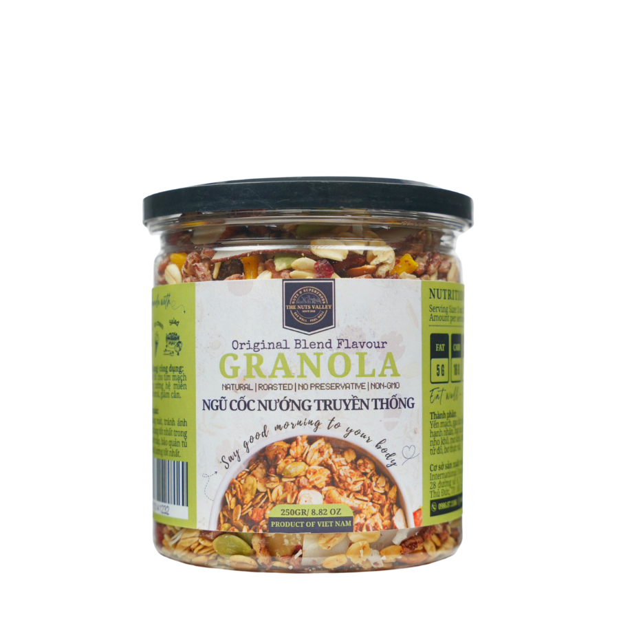 GRANOLA - Ngũ Cốc Healthy 3 Vị Tự Nhiên, Quế - Mật ong, Socola The Nuts Valley 250g