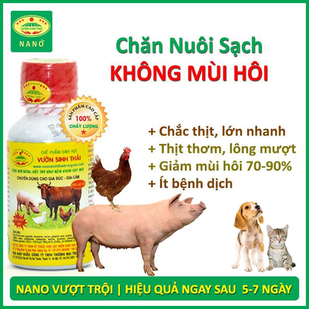 Chế phẩm sinh học VƯỜN SINH THÁI chăn nuôi Vỗ Béo không Mùi Hôi - Vật nuôi chắc thịt lớn nhanh ít bệnh dịch - Thức ăn bổ sung cho chó mèo lợn gà