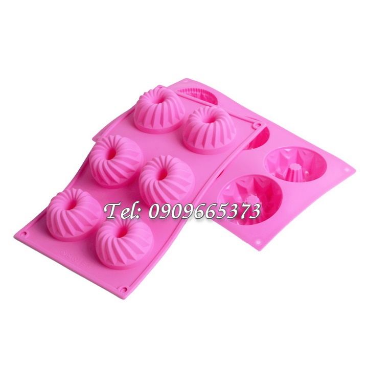 Khuôn silicon làm bánh, rau câu, socola vĩ 6 hình xoắn ốc – Mã số 1529