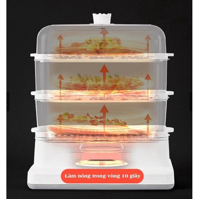 Nồi Hấp Điện 3 Tầng Doron Tiện Lợi Dung Tích 20L Công Suất 800W Làm Nóng Thức Ăn, Đặt Lịch Hấp