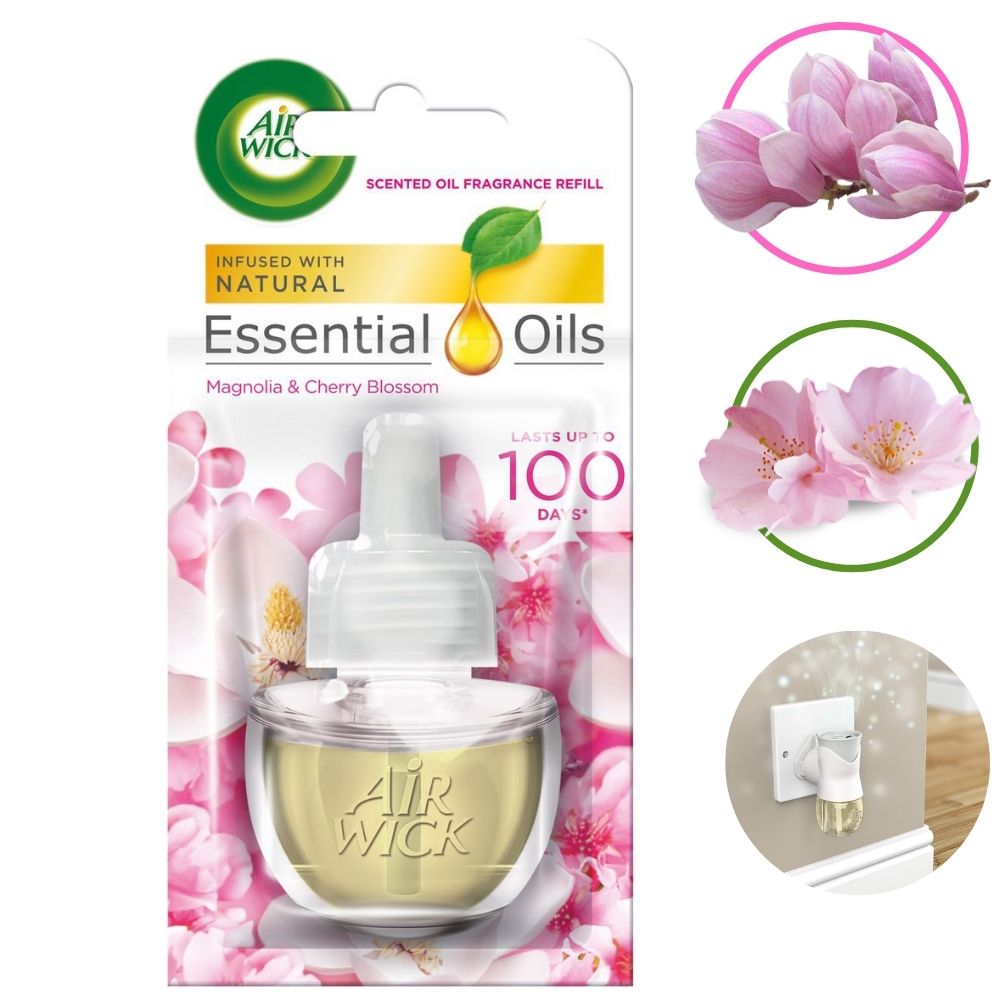 Lọ tinh dầu thiên nhiên Air Wick Magnolia &amp; Cherry Blossom 19ml QT003274 - hoa mộc lan