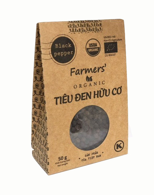 Tiêu đen hữu cơ Farmers túi giấy 50g
