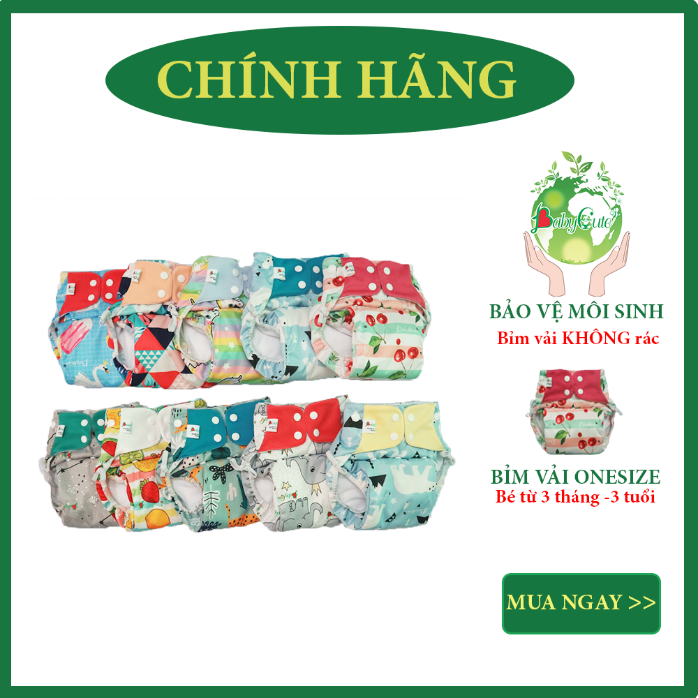 Tã vải BabyCute ban Đêm Siêu chống tràn - Mua 2 bộ tã size S (3-9kg) - Tặng 1 bỉm Cotton size 1 (5-10kg) - Giao mẫu ngẫu nhiên