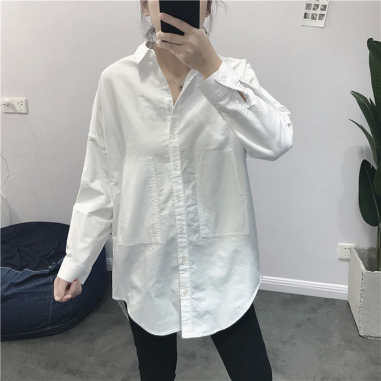 Áo sơ mi nữ dáng dài chất thô đũi 2 túi ốp sườn, thời trang phong cách trẻ