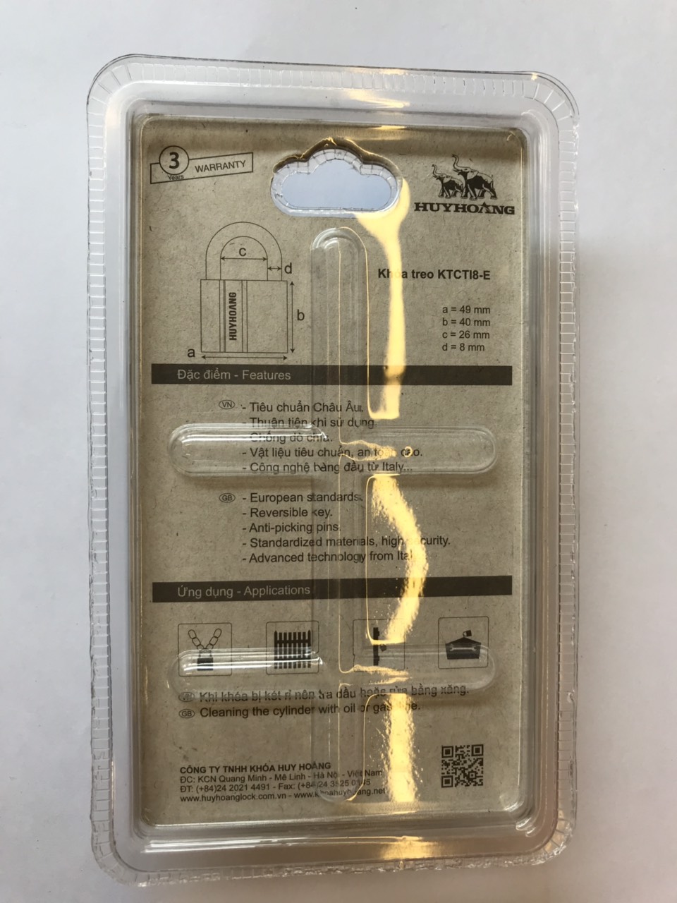 Khóa huy hoàng con voi titanium cầu 8