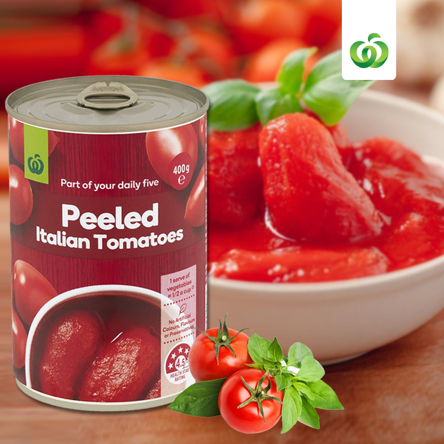 Cà Chua Ý nguyên trái lột vỏ - Woolworths Italian Peeled Tomatoes 400g