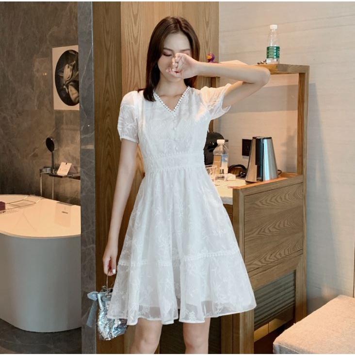 Xả kho Đầm dự tiệc hàng thiết kế màu trắng cao cấp sang trọng Váy nữ kiểu cổ điển khí chất cho các nàng