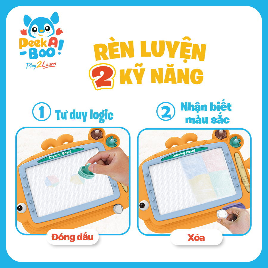 Đồ Chơi PEEK A BOO Bảng Vẽ Nam Châm Cho Bé - Cá Voi Cam Đáng Yêu PAB029