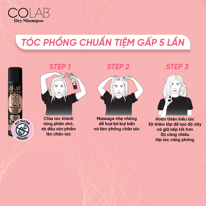 Dầu Gội Khô COLAB Plus Extreme Volume Cho Tóc Phồng Gấp 5 Lần - 200ml