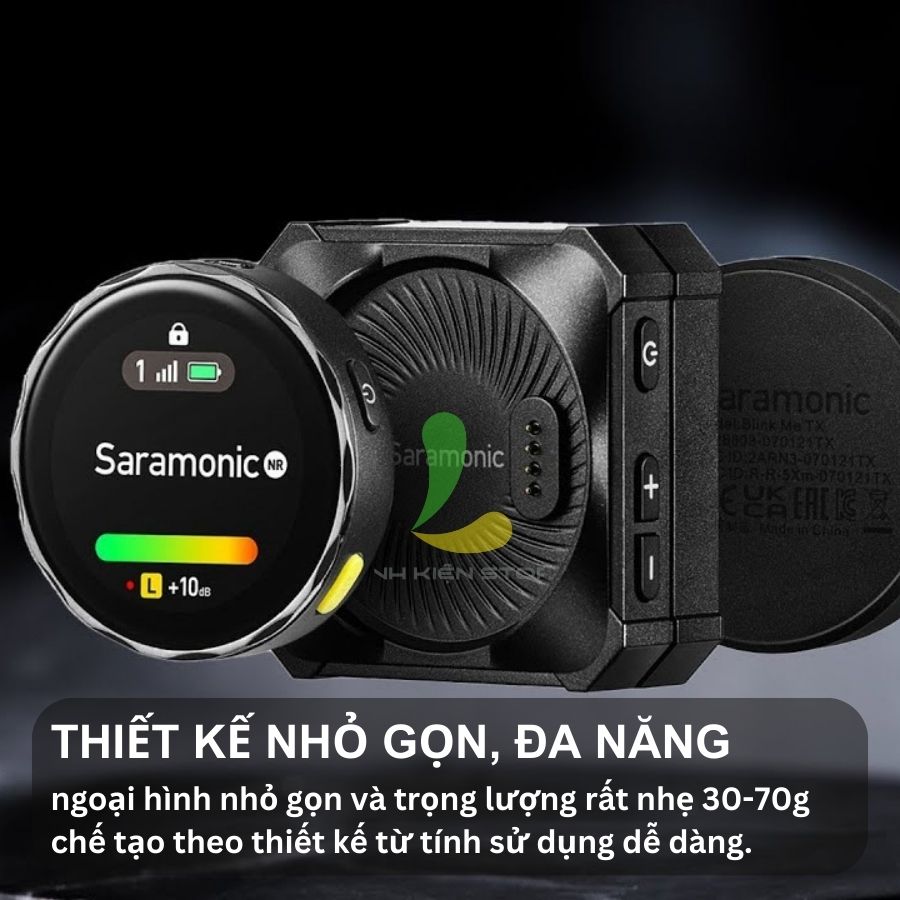 Micro thu âm không dây Saramonic BlinkMe B2 - Thiết bị ghi âm màn hình cảm ứng bộ nhớ 8G dành cho máy ảnh, điện thoại - Hàng chính hãng