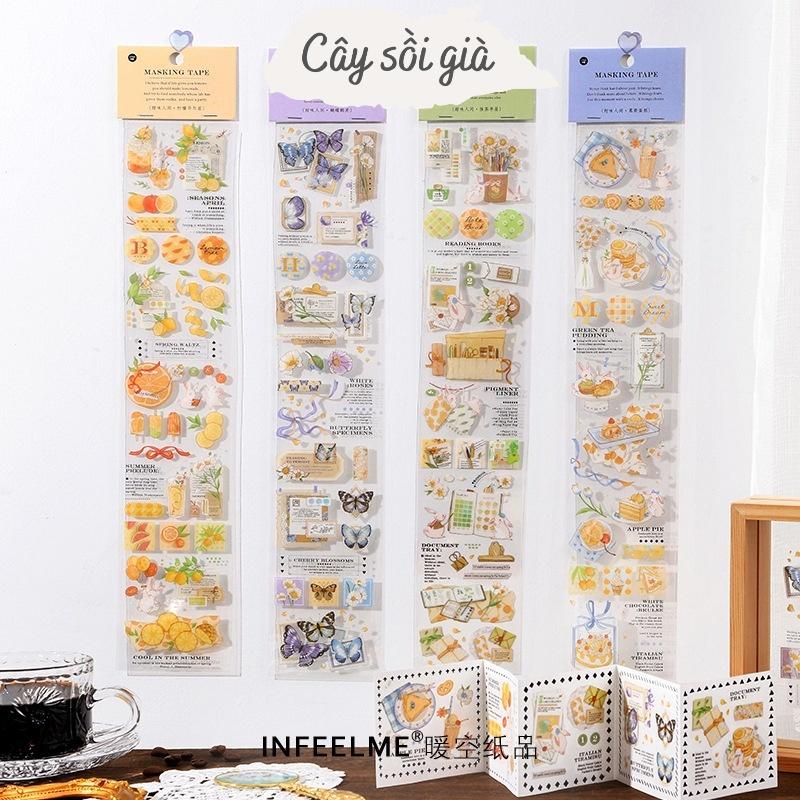 S17 - Dải sticker PET masking tape thế giới ngọt ngào dễ thương Infeel.Me trang trí sổ bullet journal, junk journal