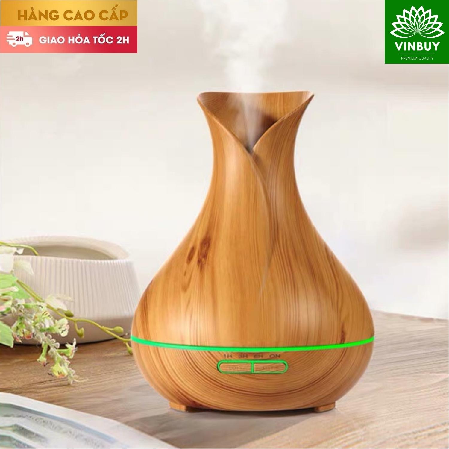 Máy xông tinh dầu VINBUY lục bình, máy khuếch tán phun sương tạo ẩm, máy xông tinh dầu phòng ngủ, spa, tự động, dung tích lớn led 07 màu - Hàng chính hãng