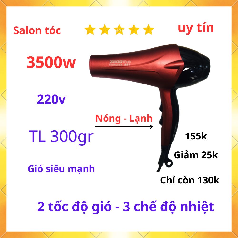 Máy sấy tóc công suất lớn 3500w/máy sấy tóc nóng - lạnh/luồng gió mạnh, nhiều chế độ nhiệt khác nhau, chăm sóc tóc, bảo vệ tóc hiệu quả/làm hài lòng người dùng/ vỏ nhựa cao cấp - sáng, bóng dễ vệ sinh