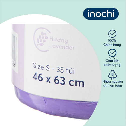 Túi rác tiện dụng Inochi - Soji 10L x 35 túi (Size S) Hương Lavender có quai cầm